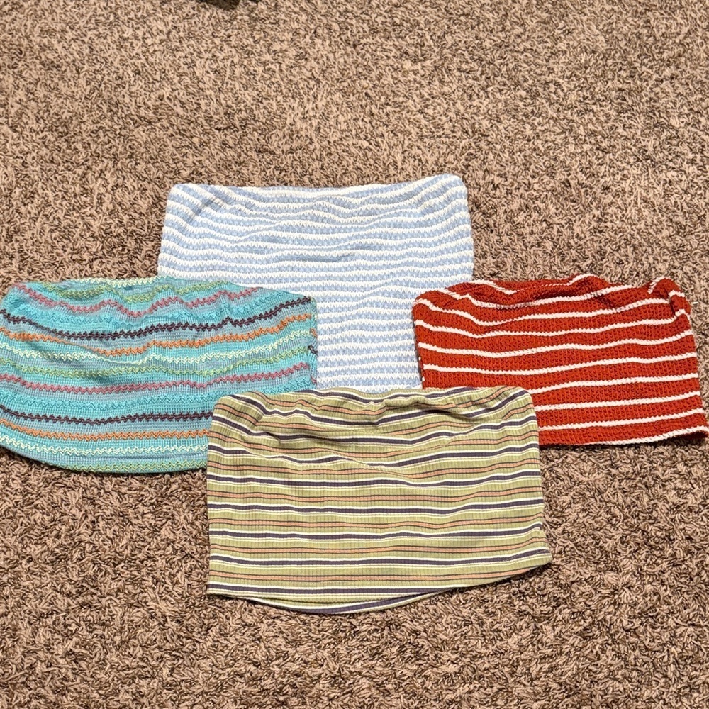 Striped Tube Tops Set of 4, All Size Small, ALL INCLUDED